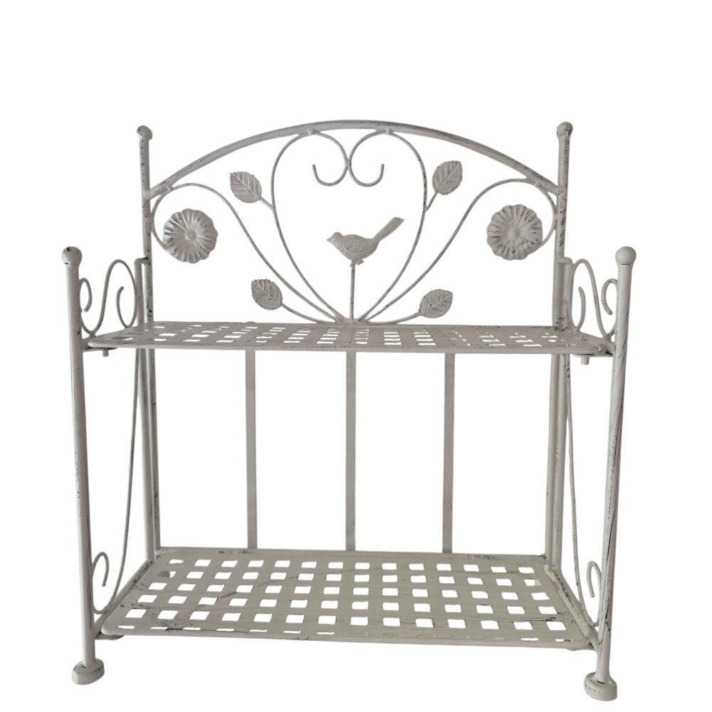 Two Shelf Rack Antique White